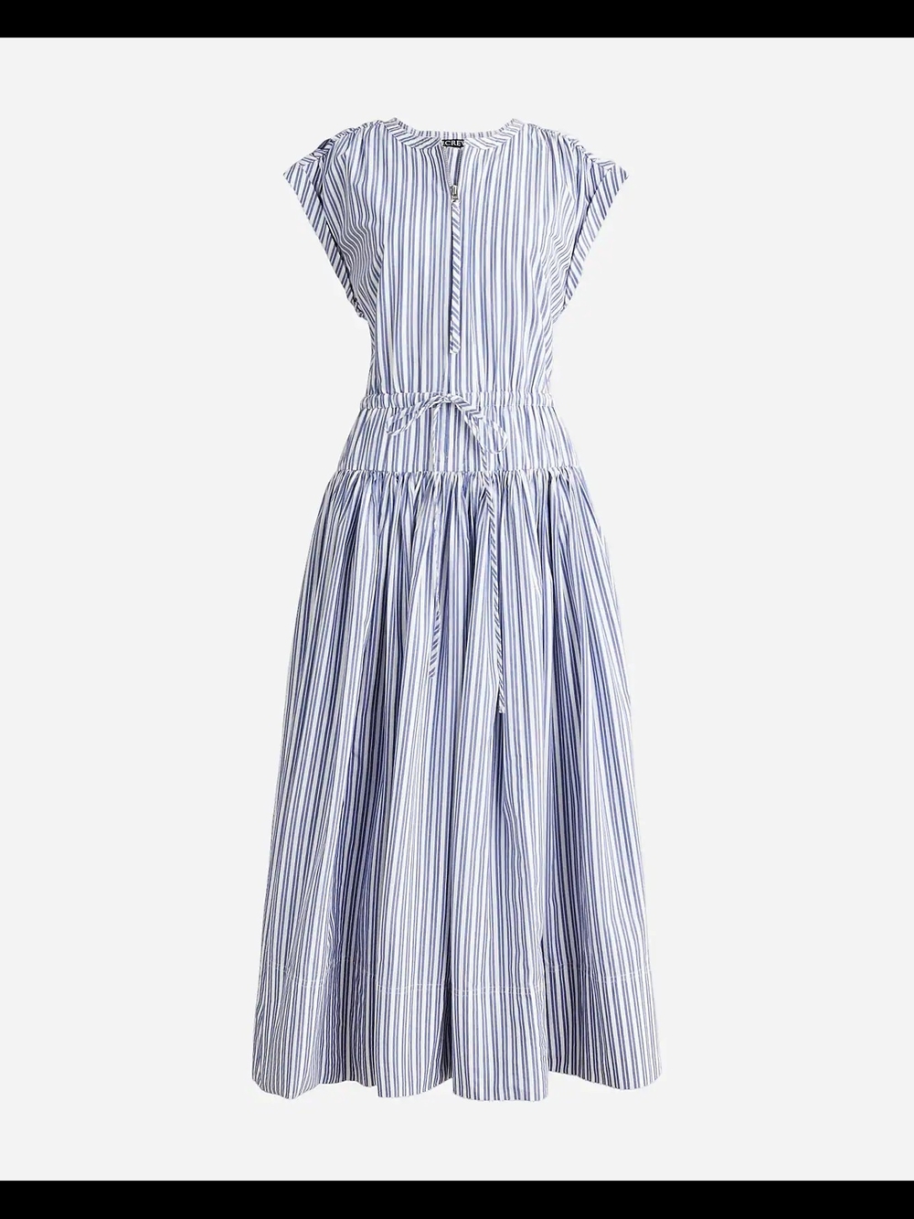 J Crew Drop-waist midi dress in striped cotton poplin